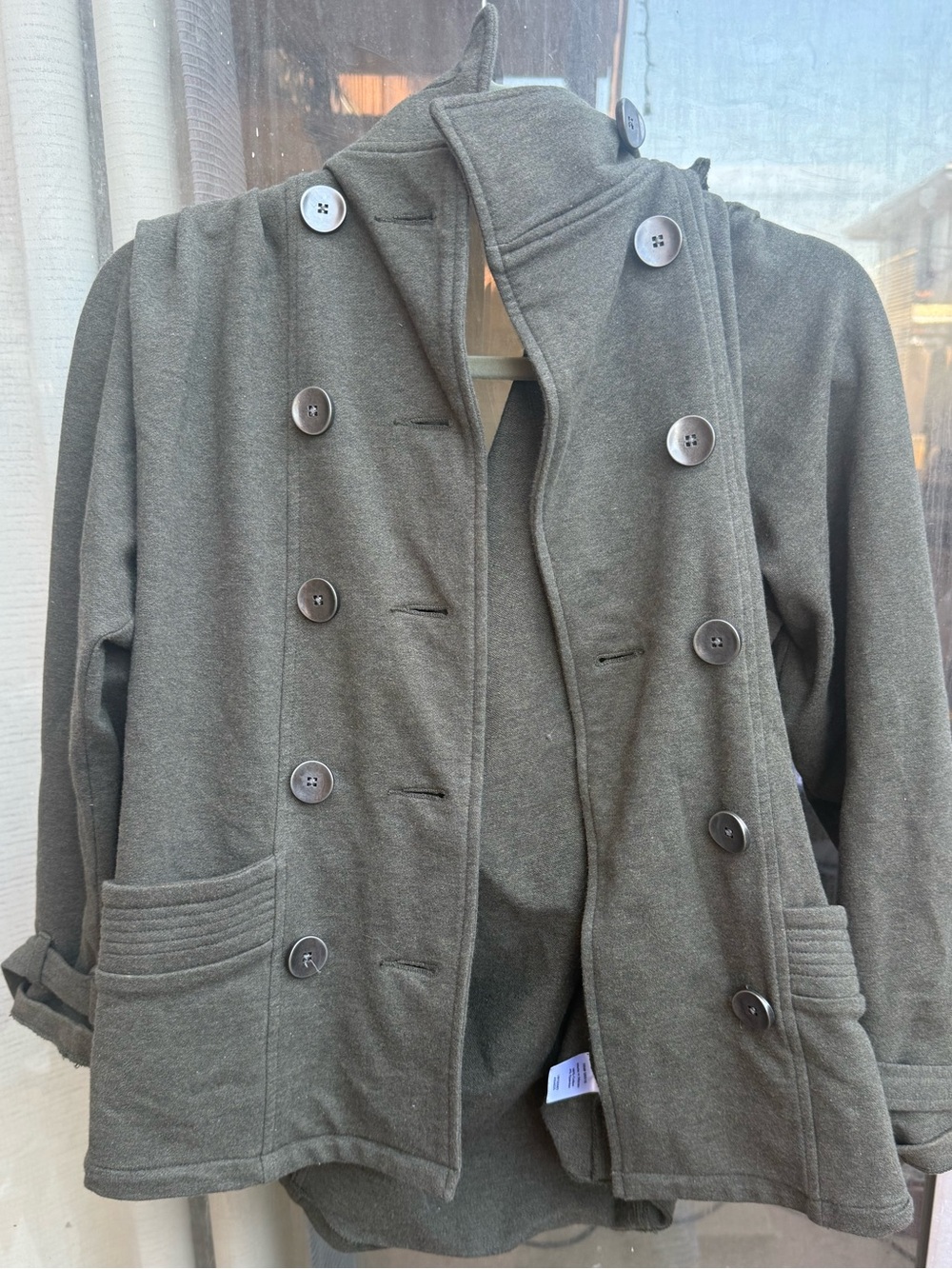 Coldwater creek Olive Green Double-Breasted Button military style Jacket